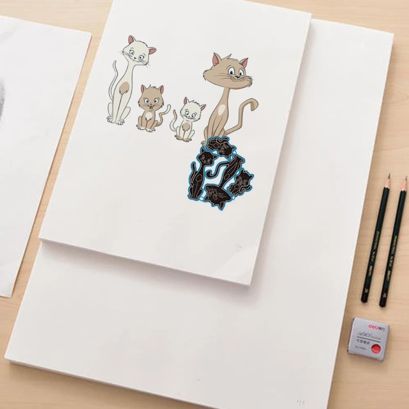 

Cats Metal Cutting Dies Stencil Scrapbooking DIY Album Stamp Paper Card Mold Embossing Decoration