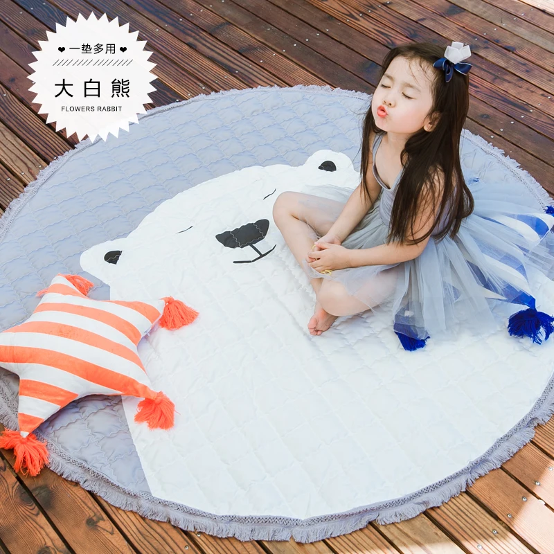 145cm Cotton Reversible Carpet,Pope Woven Carpet Woven Solid Color Round Rug Cushion Circular living Room Bedroom Rug