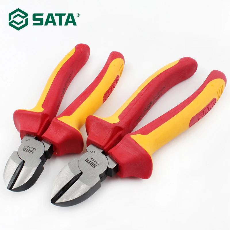 SATA VDE Изолированные плоскогубцы электрика устойчивые к давлению диагональные плоскогубцы резак диагональные плоскогубцы 1000 В Протестировано 70232