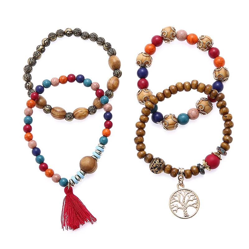 

Songhua Stone Bracelet Multilayer Color Beads Tassels Bracelet Bangles For Women Elastic Stretch Jewelry Fashion Girl Gift