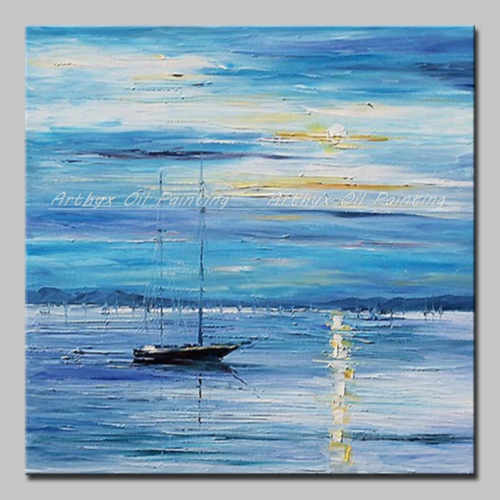 Arthyx ручная роспись лодка масляная живопись на холсте Современный абстрактный