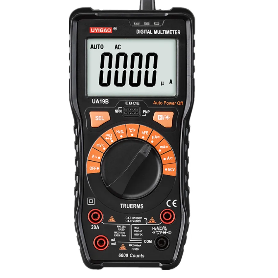 UA19B цифровой дисплей мультиметр портативный анти ожога Электрический вольтметр