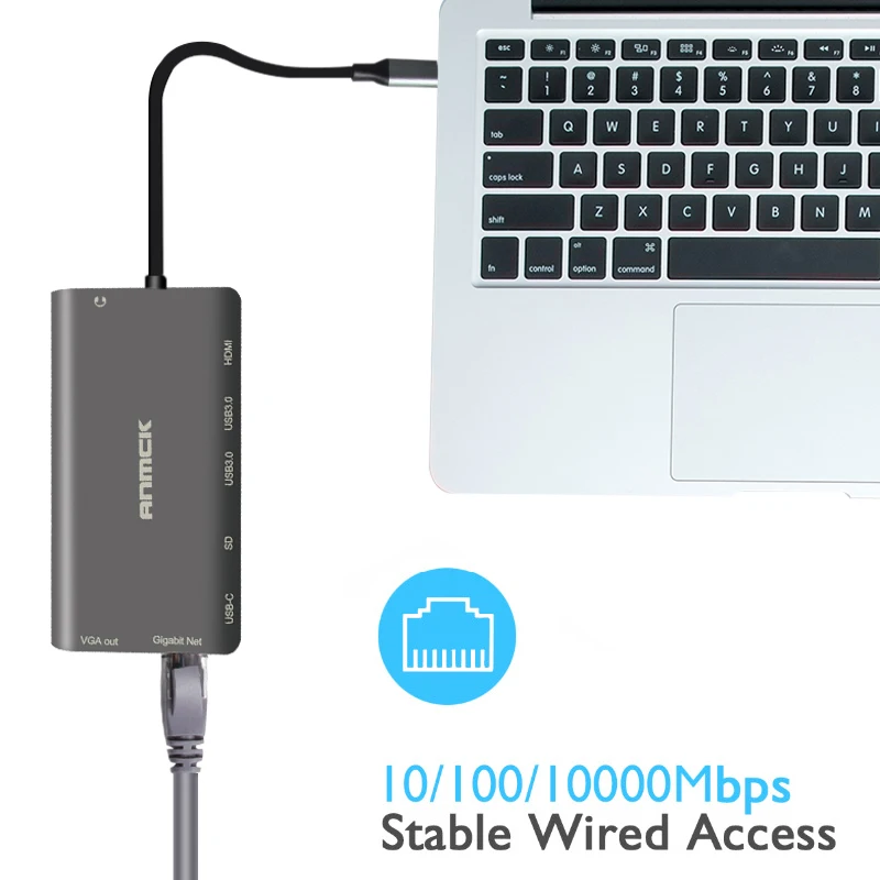 USB-концентратор Anmck usb-c на HDMI VGA RJ45 PD Thunderbolt 3 адаптер для MacBook Samsung Galaxy S9 Huawei P20 Pro Type-C 0