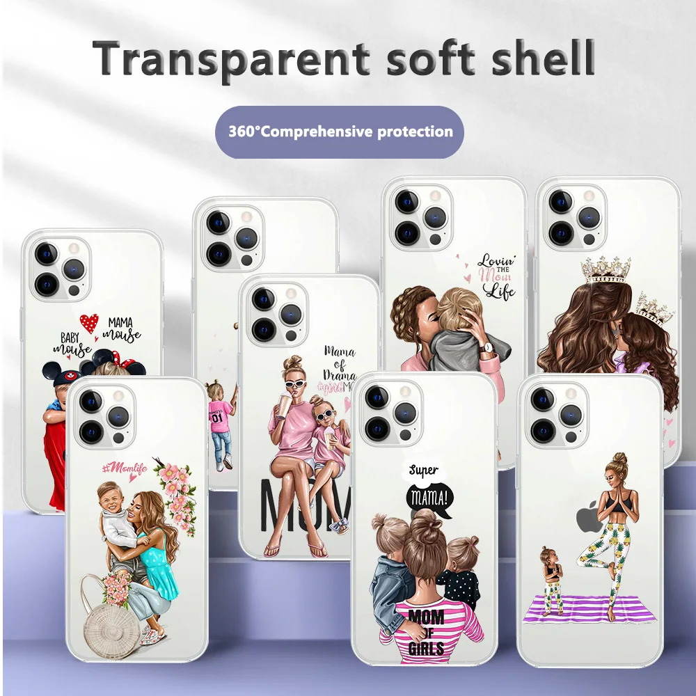 

Super Mom Baby Clear Phone Case For Iphone 13 Pro Max Mini Cover For iPhone 11 12 13 Mini Pro Max XS X XR 7 8 6 6S plus SE 2020