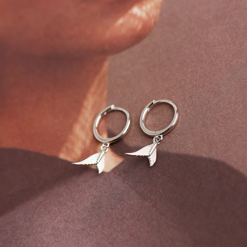 Женские серьги-гвоздики рыбий хвост WANTME из стерлингового серебра 925 пробы с