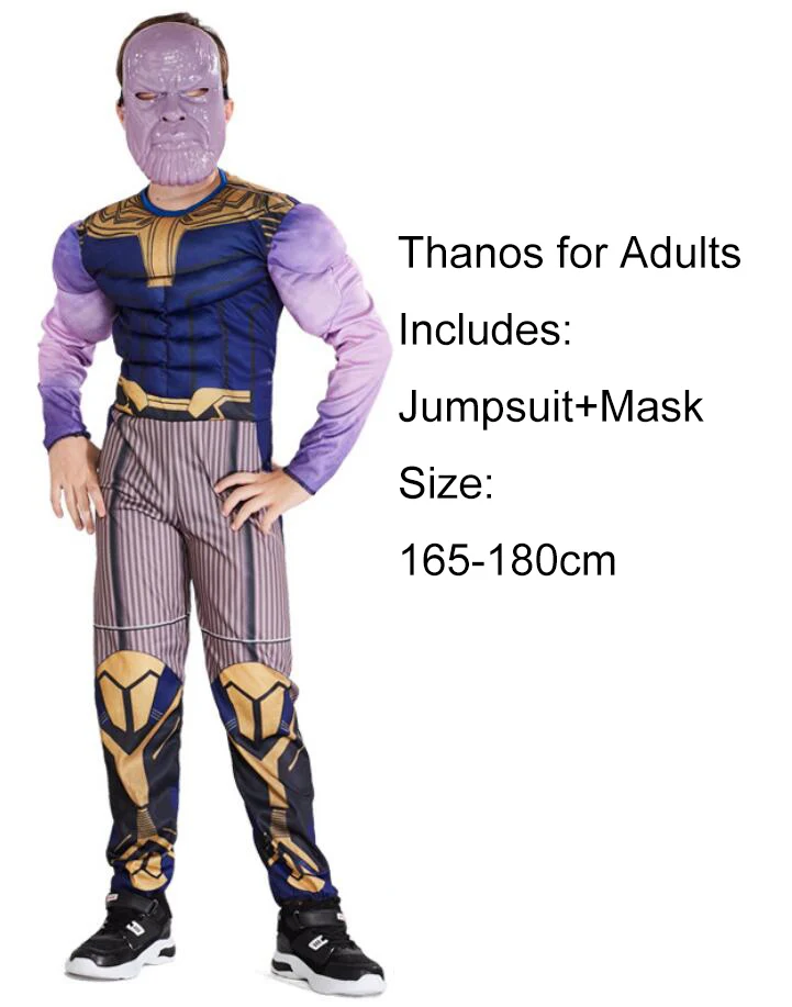 Thanos Супергерой Бэтмен Железный человек антман взрослые мышцы комбинезоны маска Мстители Супермен Человек паук Капитан комбинезоны мужские Косплей Костюм - Цвет: Thanos