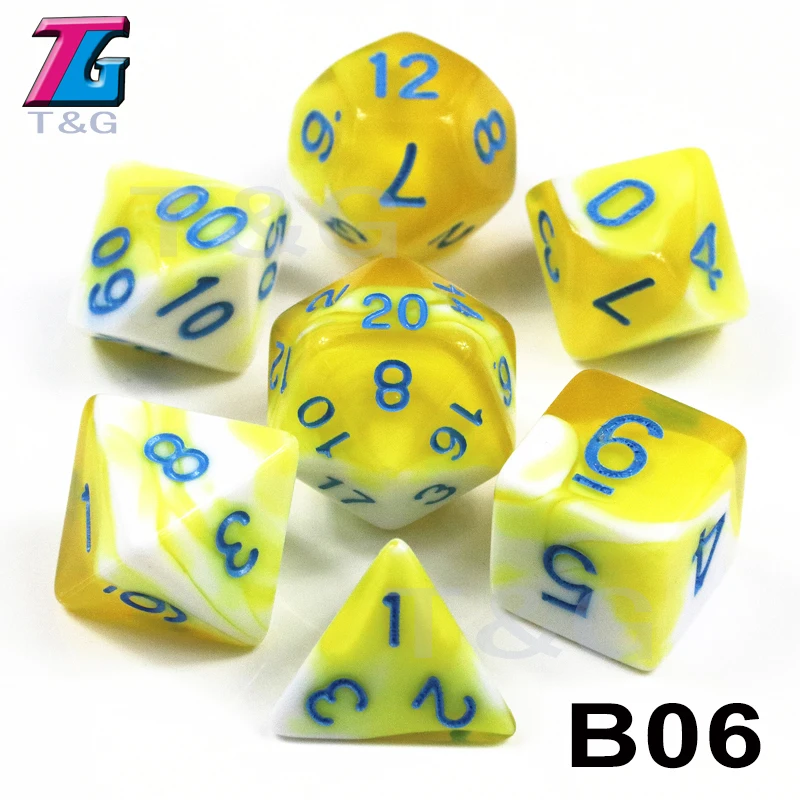 7 шт./компл. многогранные TRPG игры для подземелий драконов непрозрачные D4-D20 многогранные кости Поп для настольной игры