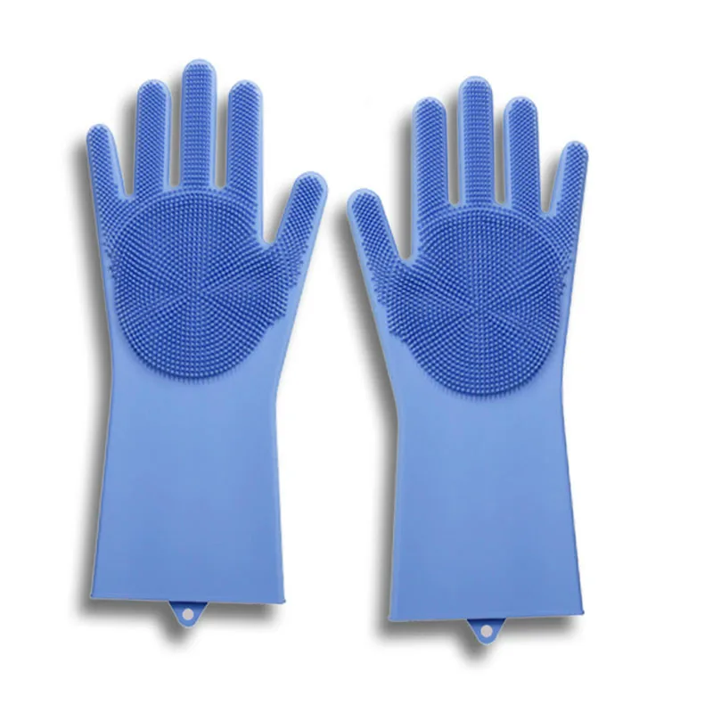 Silicone Cleaning Gloves Dishwashing Scrubber Reusable Dish Wash Scrubbing Sponge with Bristles for Kitchen Car Bathroom | Дом и сад