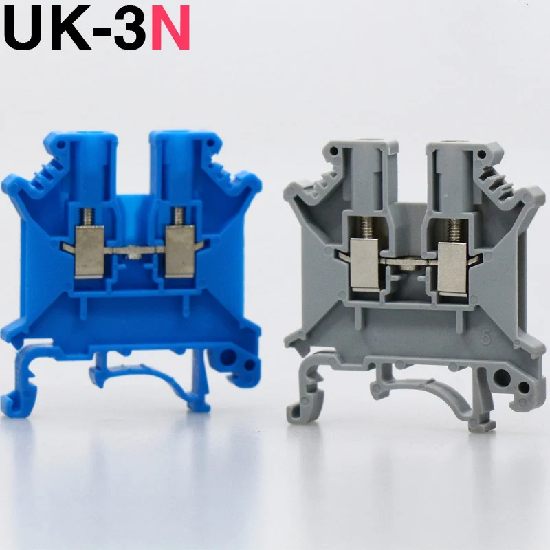 

100 pieces UK 3N 2.5square voltage terminal block rail type DIN rail universal combination terminal block multi color UK 3N