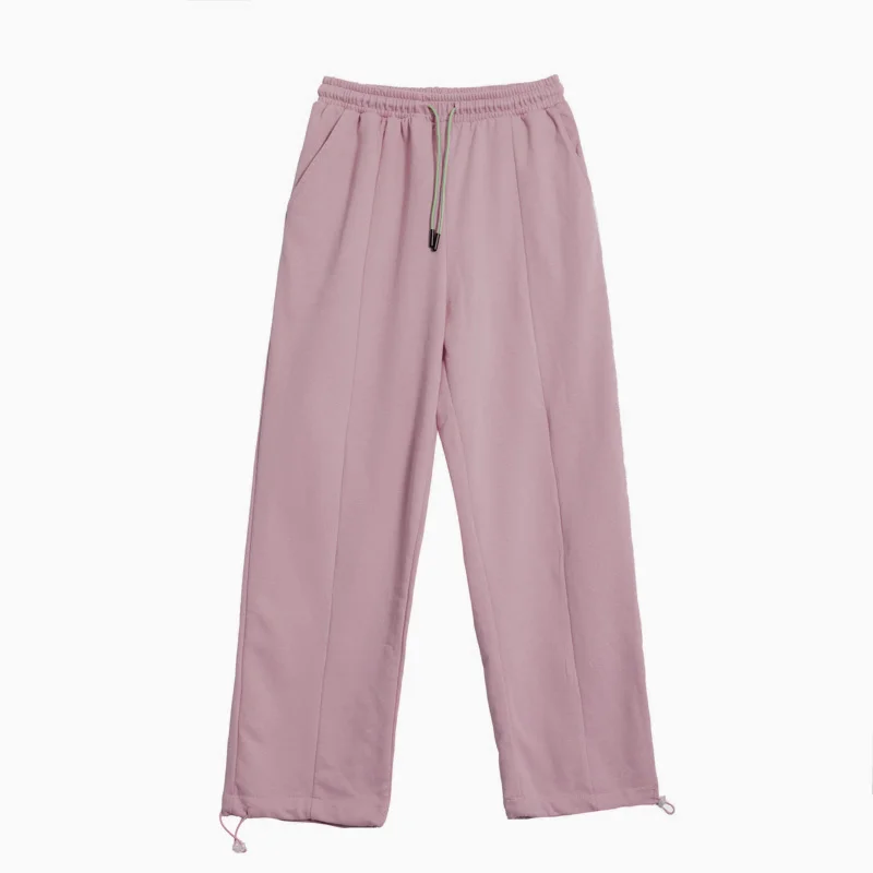 Розовые женские летние свободные прямые брюки с широкими штанинами на весну и