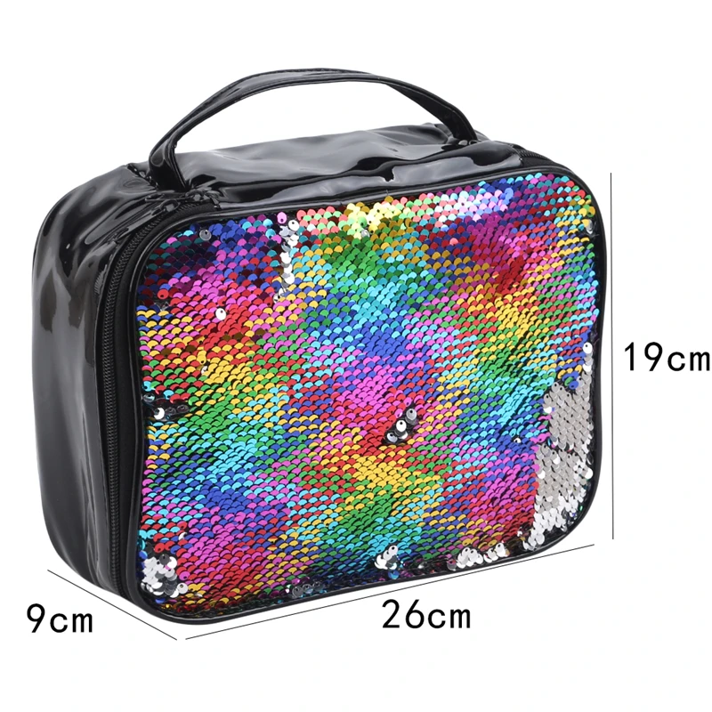 

High Quality Waterproof Reverse Sequin Insulated For Kid Girls Lunch Box Glitter Tote Bag Cooler Picnic Pouch For Food