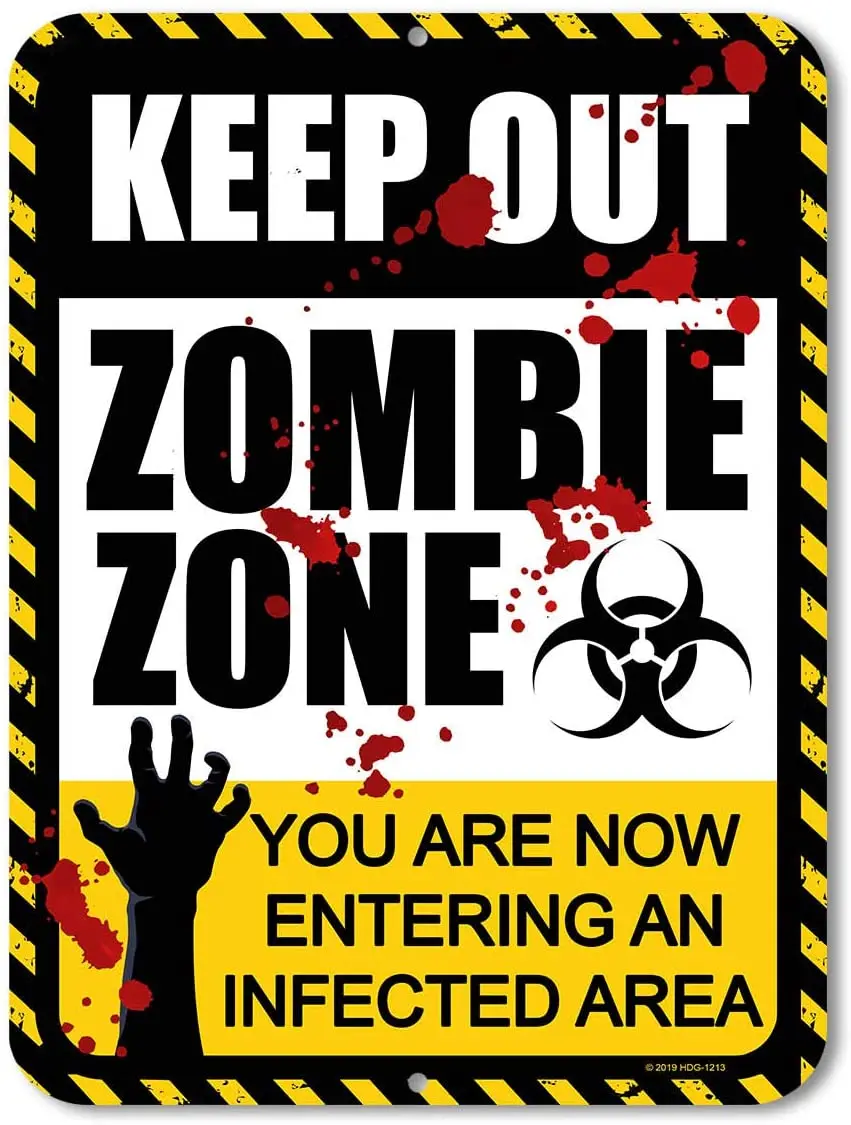 

Милые подарки, Забавные знаки Honey Dew, Keep Out зомби Zone 9 дюймов на 12 дюймов, металлические алюминиевые Забавные знаки на Хэллоуин, Сделано в США