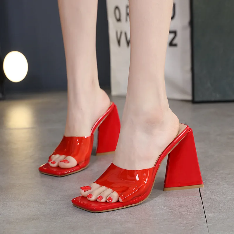 

Low Shoes Woman's Slippers Transparent Heel Slides Beige Heeled Sandals 2021 Soft Black High Flat Scandals Fabric Solid Back Str