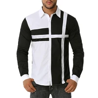 covrlge men 100 cotton patchwork shirt men social casual shirt male streetwear high quality men long sleeve shirt top mcl255