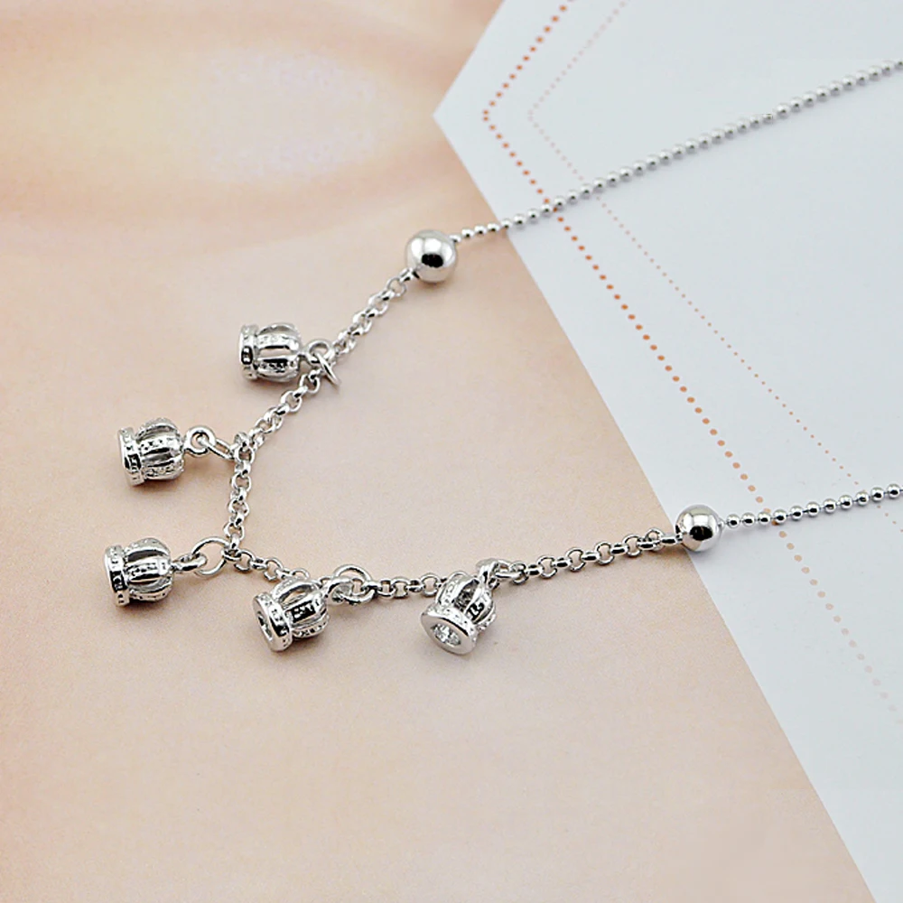 925 sterling silver crown anklet for women fashion design Summer foot jewelry girls birthday gifts | Украшения и аксессуары
