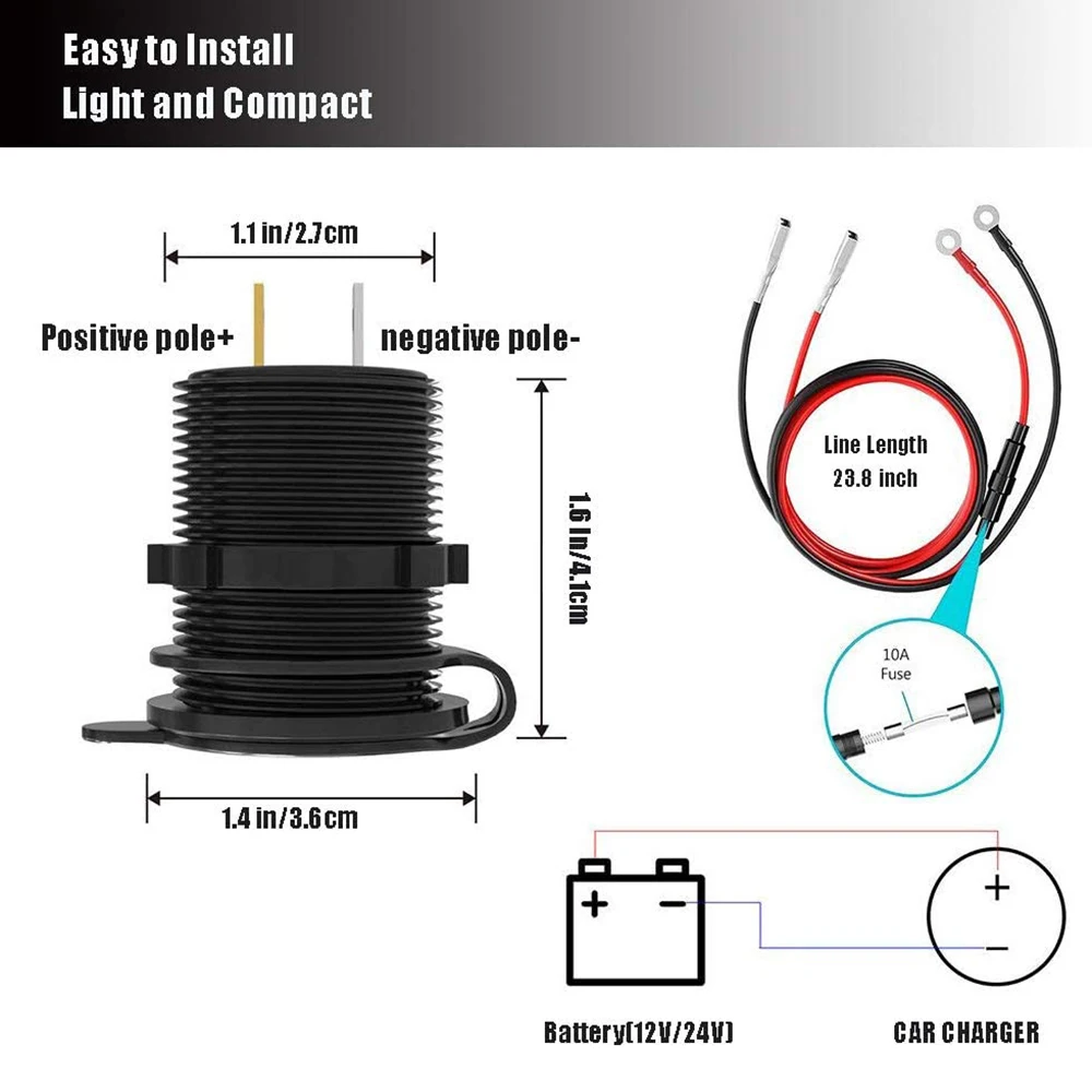 Двойная USB розетка QC3.0 36 Вт водонепроницаемая быстрая зарядка адаптер питания 3 0