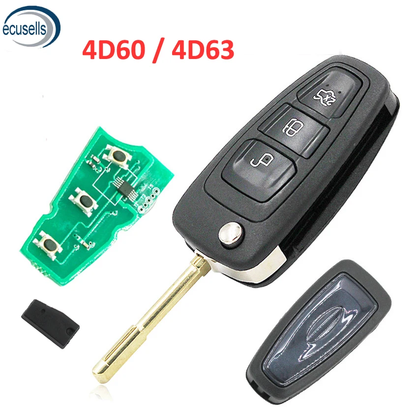 3-кнопочный Умный складной дистанционный ключ 433 МГц с чипом 4D60/4D63 для лезвия Ford