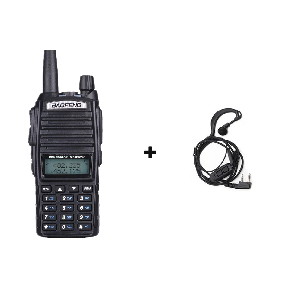 1radio add 1earp Baofeng двухстороннее радио UV-82 рация 8 Вт 128 канал двухдиапазонный УКВ 136-174 МГц 400-520 МГц Портативный Baofeng UV82 радиоприемник - Цвет: 1radio add 1earp
