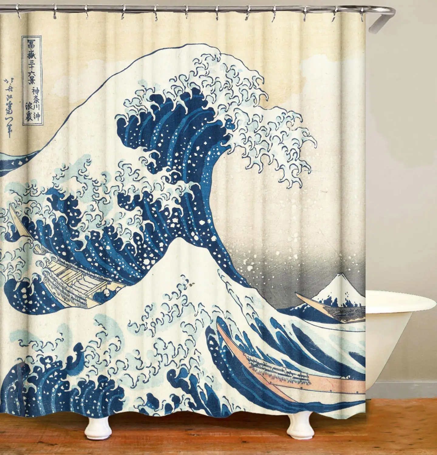 

Waves Bath Shower Curtain 72x72inches Large Bathroom Curtain Oil Painting Sea Waves 3D Waterproof Shower Curtain With 12 Hooks