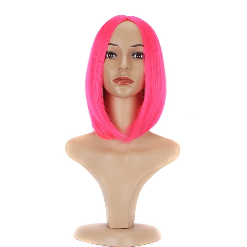 Шелковые короткие волосы BOBO с розовой пряжкой Европейское и американское лицо