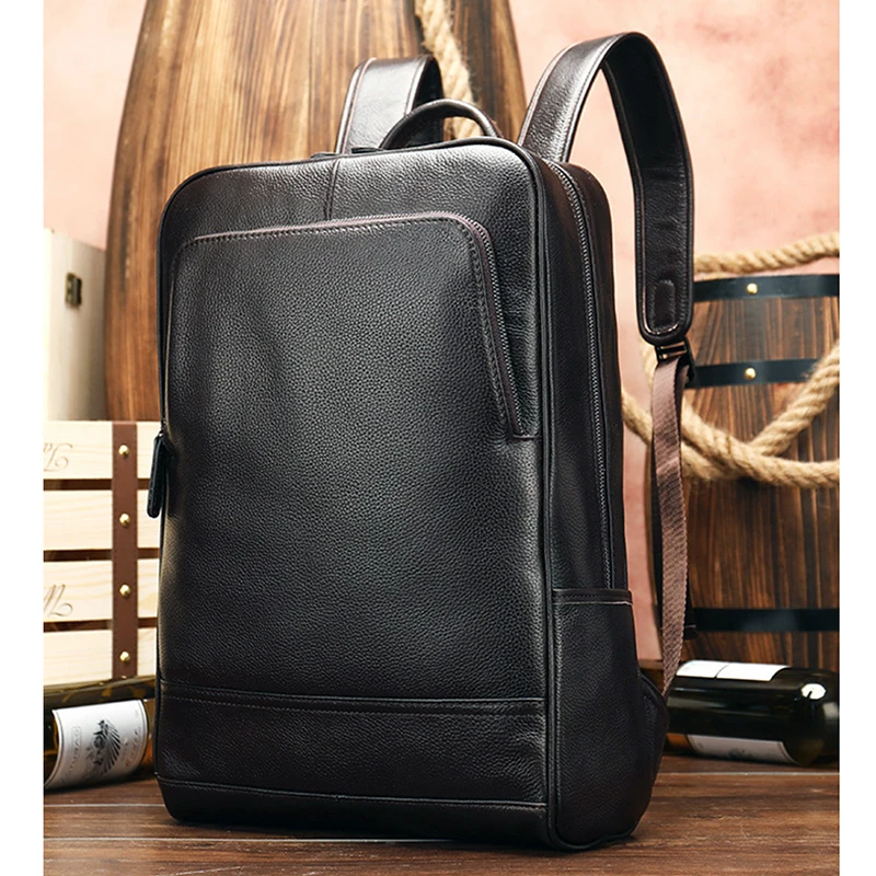 Кожаный рюкзак для ноутбука с натуральным лицевым покрытием ручной работы