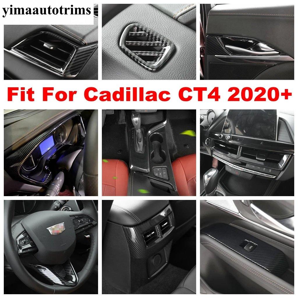 

Air AC Outlet Vent / Reading Lights Lamp / Handle Bowl / Dashboard Panel Carbon Fiber Cover Trim For Cadillac CT4 2020 2021 2022