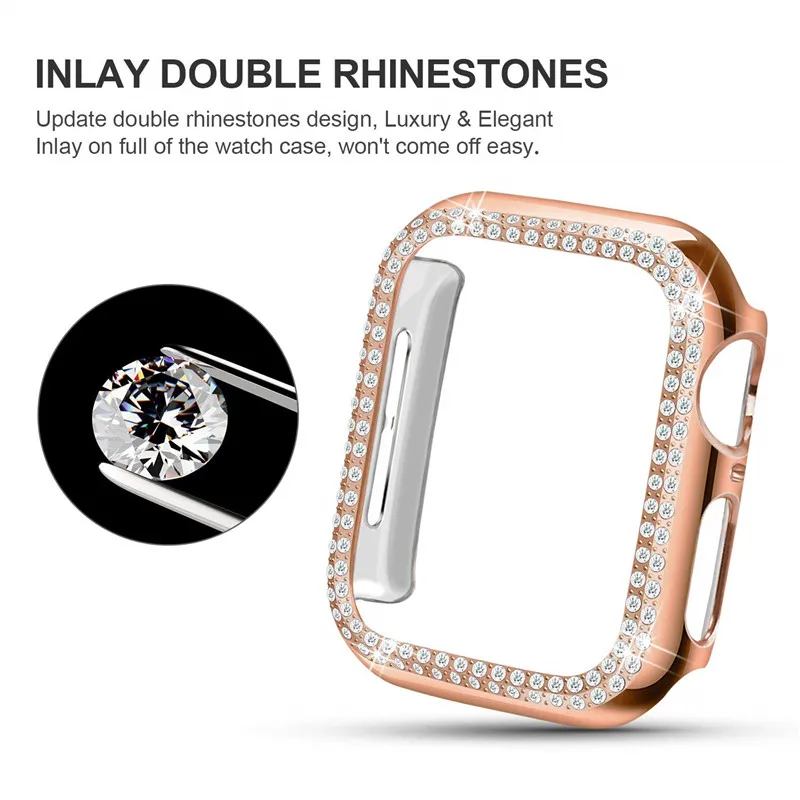 Бампер для Apple watch, чехол для Apple watch 5, 4, 44 мм, 40 мм, 42 мм, 38 мм, двойной Алмазный защитный чехол iWatch 3, 2, 1, аксессуары 44