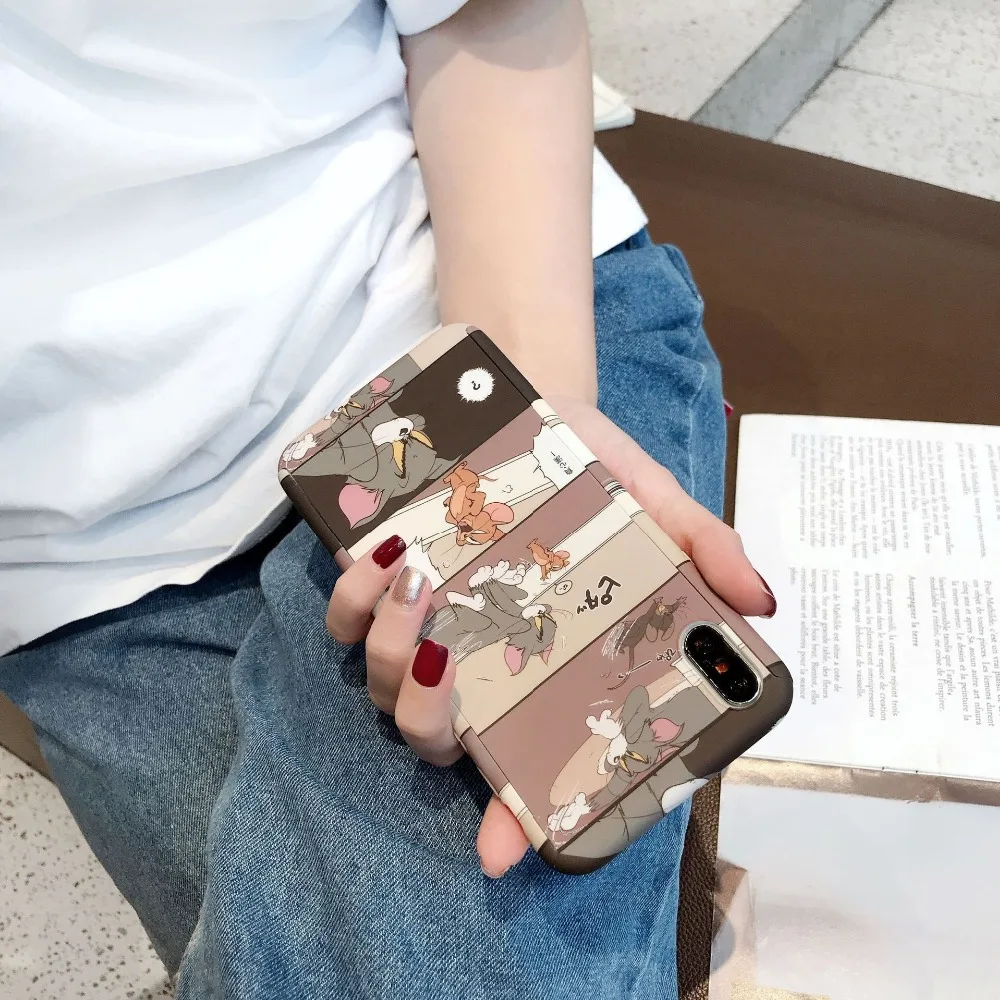 XR XS 7 8 Coque пластиковая жесткая задняя крышка милый мультфильм Том Джерри 360 Полный чехол для телефона для iPhone 6S 6 X XS Max 7 8PLus