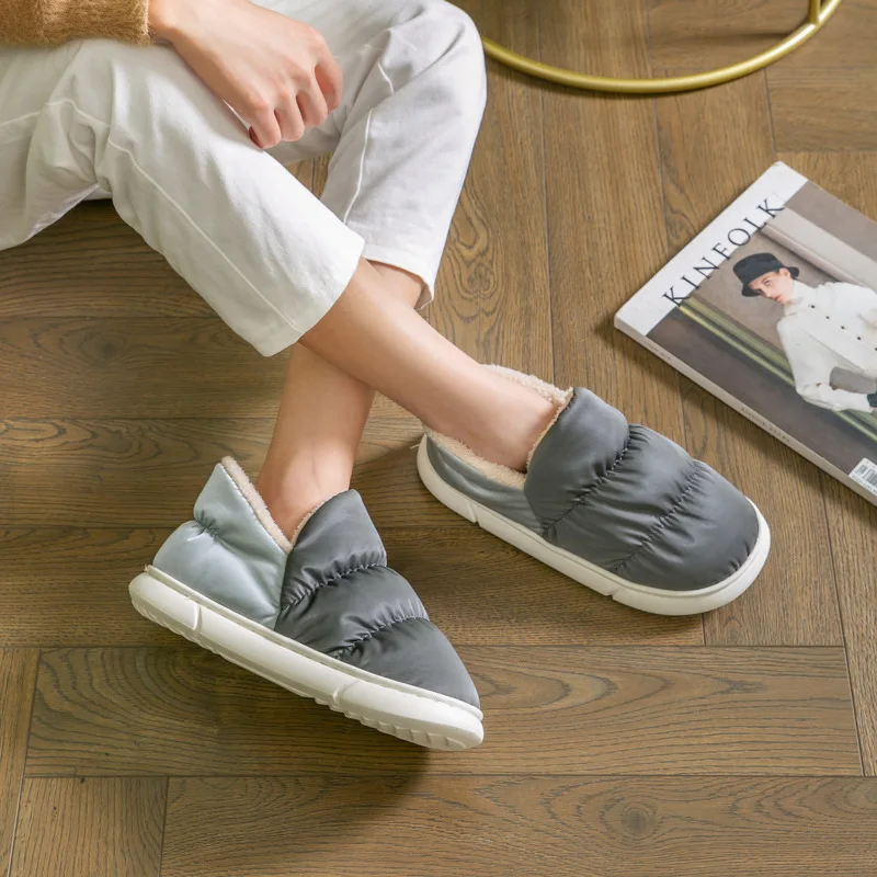 Women Slippers Waterproof Slipper Women Indoor Cotton Men Couples Shoes Thick Sole Plush Outside Slipper Nonslip Floor Slides