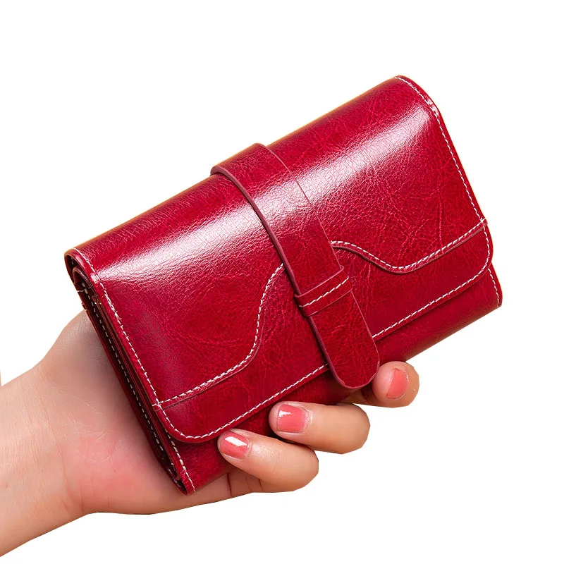 

High Quality Women's Genuine Leather Wallet Female Short RFID Anti Theft Card Holder Coin Purse Wallets for Women Clutch Bag
