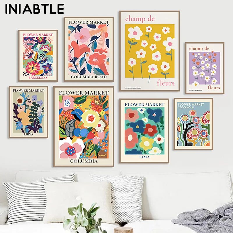 

Abstract Colorful Flower Market Matisse Japan Wall Art Canvas Painting Nordic Posters Prints Wall Pictures For Living Room Decor