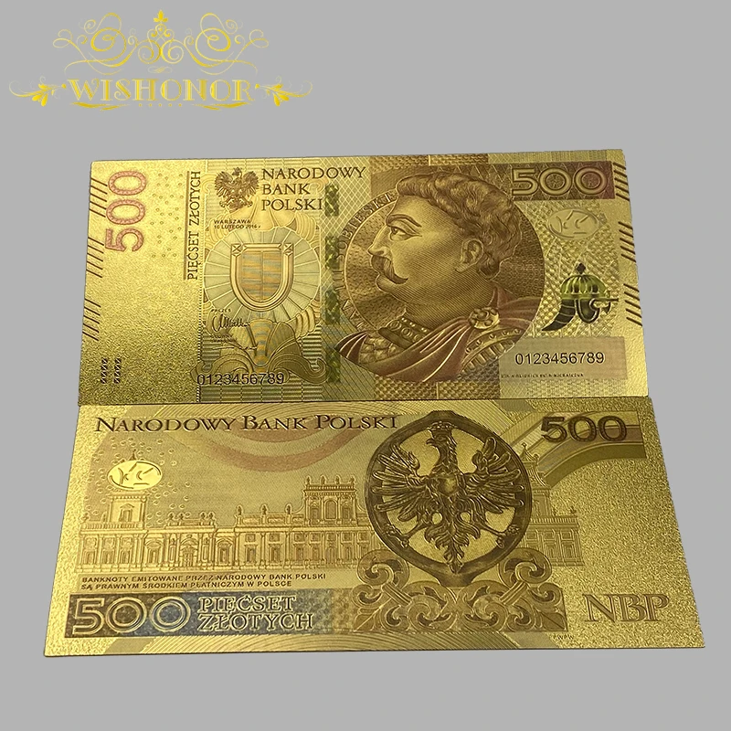 10 шт./лот лучшая цена цвет польская банкнота 50 100 200 500 Золотая в 24K позолоченная для