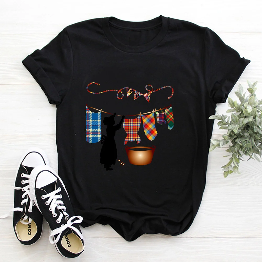 

Hanging clothes woman Print ladies T-shirt ladies casual basis O-collar white shirt short sleeve ladies T-shirt TX9851