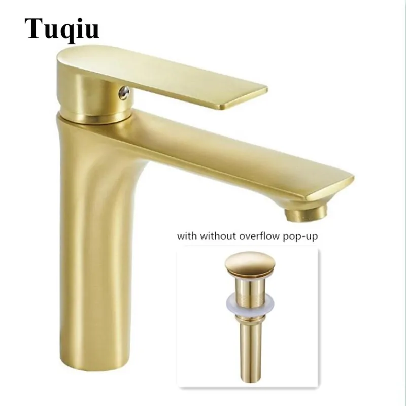 Новый смеситель для раковины Золотой горячей и холодной воды ванной комнаты