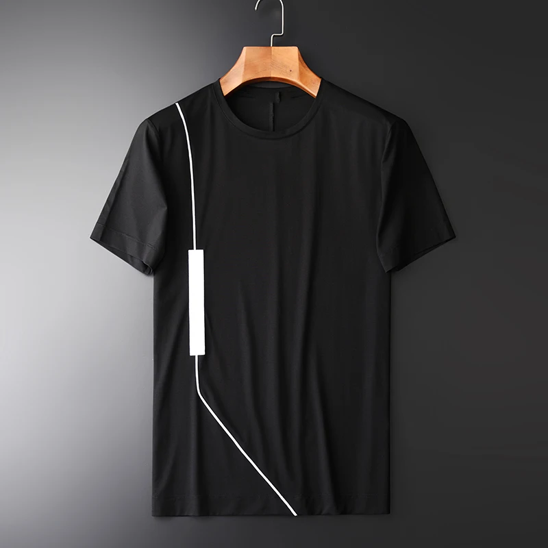 

Modal Short Sleeve Men's Fashion T-shirts New Arrival Patchwork O-neck Slim 2021 Men T-shirts Comfortable Fabric 4XL