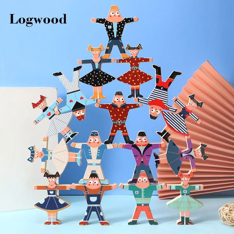 

Wooden Multiplayer Cartoon Hercules Building Blocks Montessori Toys Parent-Child Stacking High Game Balance Building Blocks Toys
