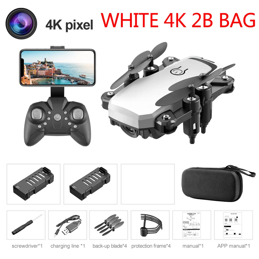 White 4K 2B LF606 квадрокоптер мини Дрон с 4K камерой HD складные дроны один ключ возврат FPV Следуйте за мной RC вертолет Квадрокоптер детские игрушки - Цвет: White 4K 2B