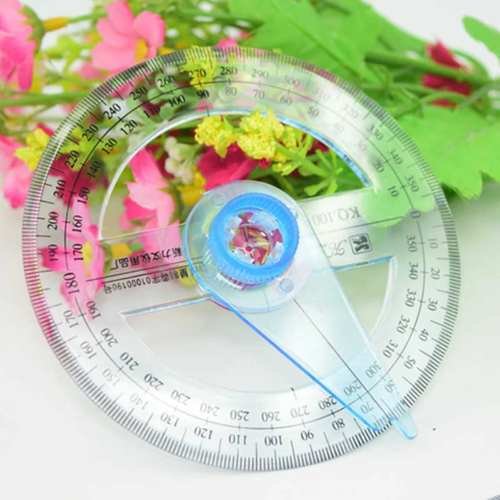 

2Pcs 360-degree Circle Protractor For Primary School Students Transparent Full Circle Goniasmometer Rotating Protractors