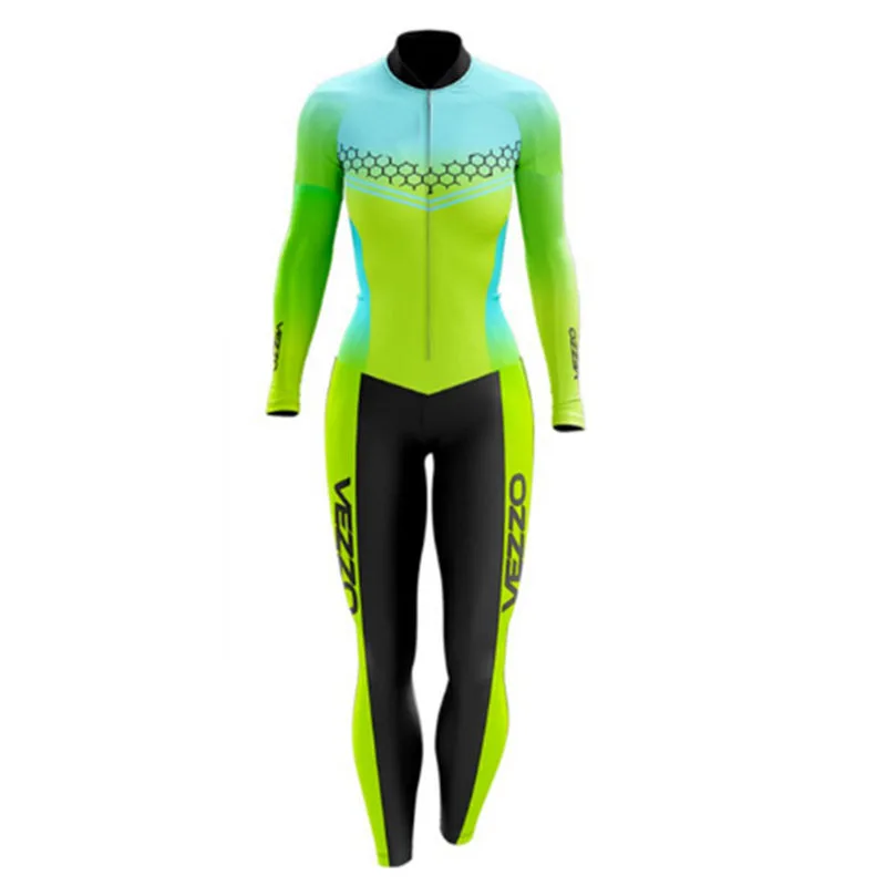 Vezzo Cycling Suit Long Female Jumpsuit,Monkey Summer Set,Women's Clothing Trousers,Little Triathlon Cyclist Jersey Overalls GEL