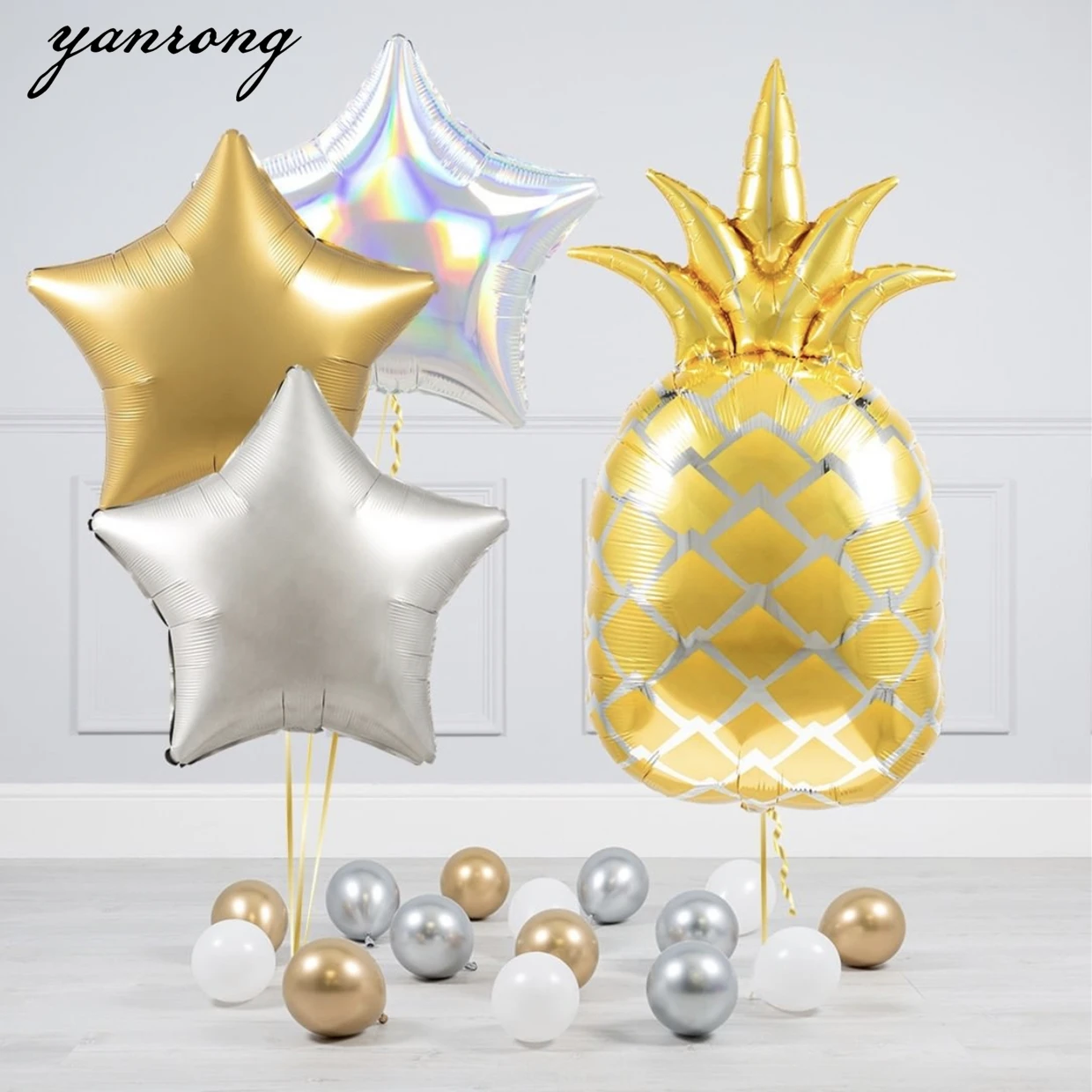 

32inch digital Golden Sliver Digital Pineapple Series Balloons combination Birthday Wedding Baby Shower Party globos Decorations