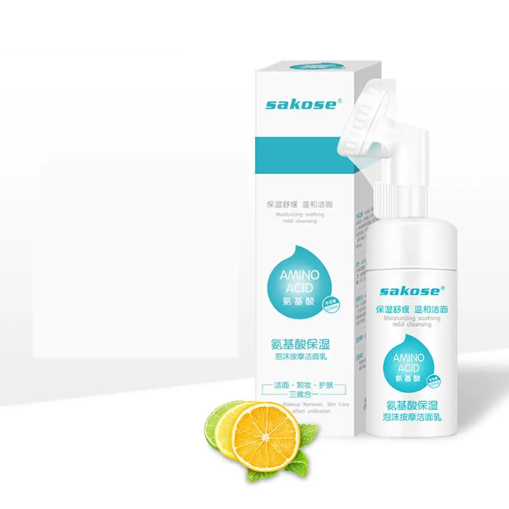 Яркий гламурный Аминокислотный очищающий крем для лица пенка мусс с кистью