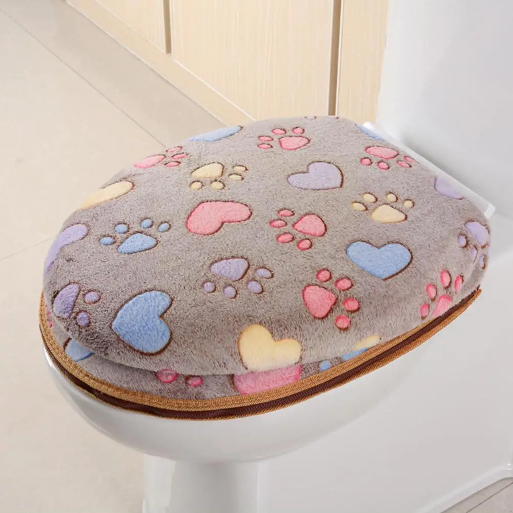 

New Bathroom Seats Warmer Toilet Seat Cloth Soft Closestool Lid Top Cover Love Luxurious Velvet Comfortable Pattern Washabl W5B7