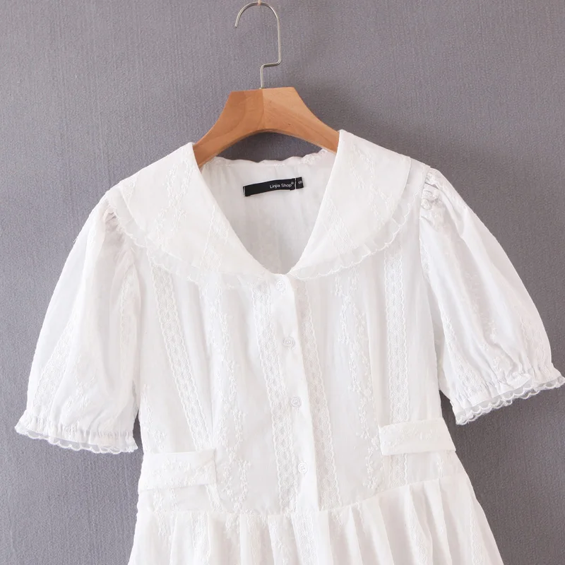 Za 2019 модное женское мини-платье из белого хлопка милое элегантное кружевное