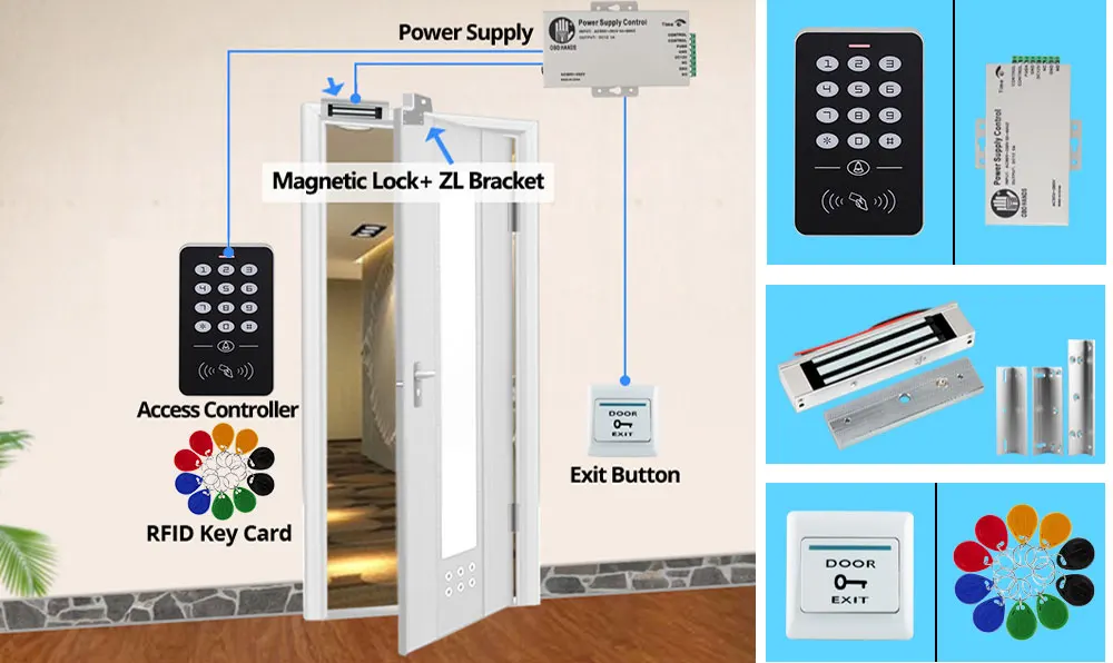Система контроля допуска к двери комплект RFID Клавиатура контроля доступа+ блок питания+ Электрический магнитный замок болт ударные замки+ 10 шт. ключи