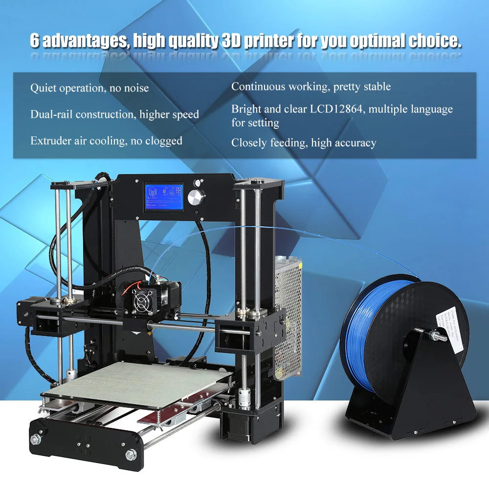 Anet A6 3d принтер наборы Настольный Reprap i3 DIY для самостоятельной сборки ЖК-экран с 16 Гб SD карты печати большой размер 220*220*250 мм