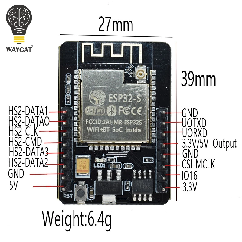 Женский модуль Wi-Fi с последовательным интерфейсом ESP32 для модуля камеры OV2640 5 В