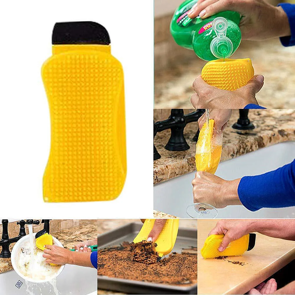 

3 in1 Silicone Sponge Cleaning Brush Kitchen Bowl Pot Pan Wash Cleaning Tool Multi-function Eco-Friendly Kitchen Scrubber