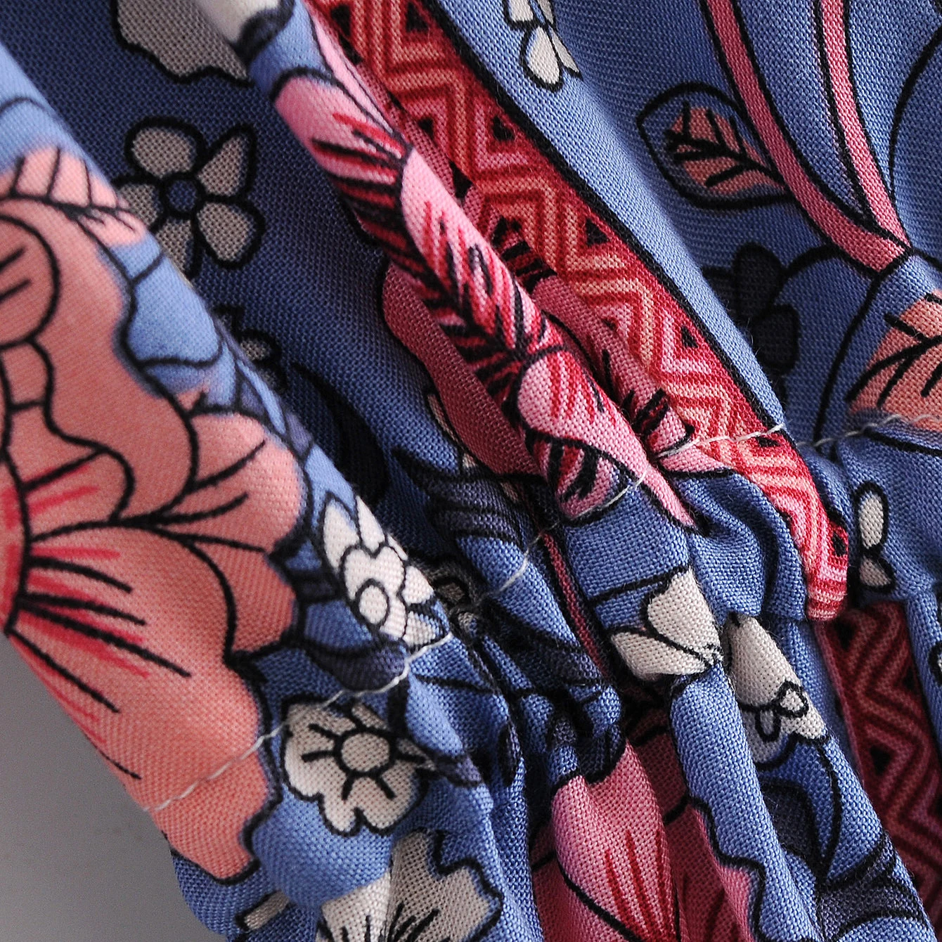 

Women's dress V-neck cotton dress summer beach home leisure flower pattern comfortable loose dress