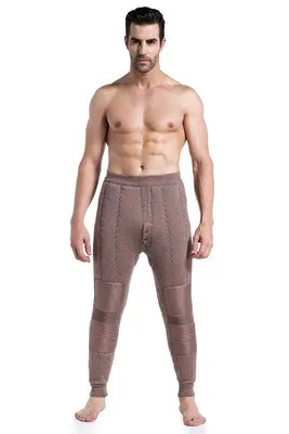 men camel Брюки для пожилых людей из овечьей шерсти зимние утепленные с высокой талией размера плюс шерстяные брюки плюс бархатные Свободные теплые брюки - Цвет: men camel