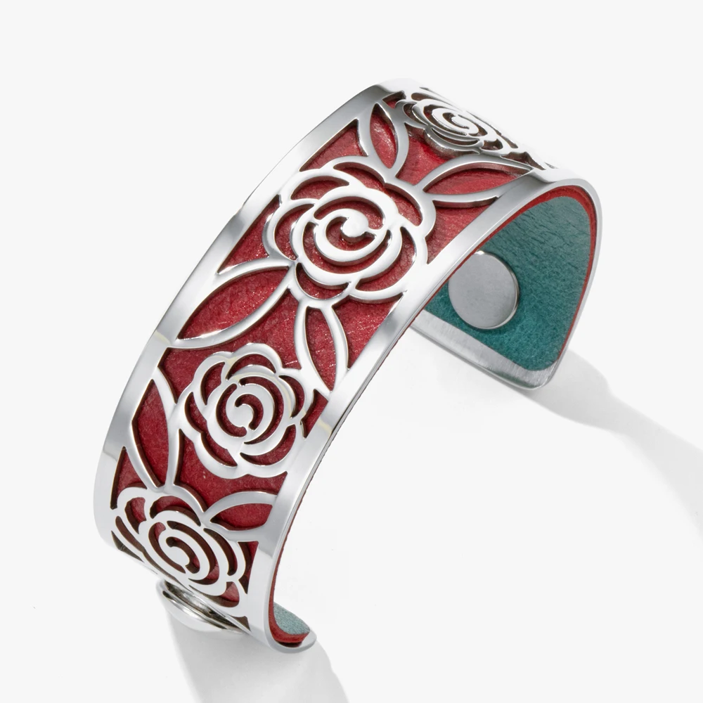 Legenstar Rose pattern Interchangeable Cuff Bracelet Manchette Femme 2020 Stainless Steel Bangles Bracelets For Women Jewelry | Украшения и